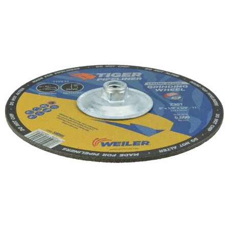 Weiler 9" x 1/8" TIGER Pipeline, Z30T, 5/8"-11 Nut 58095